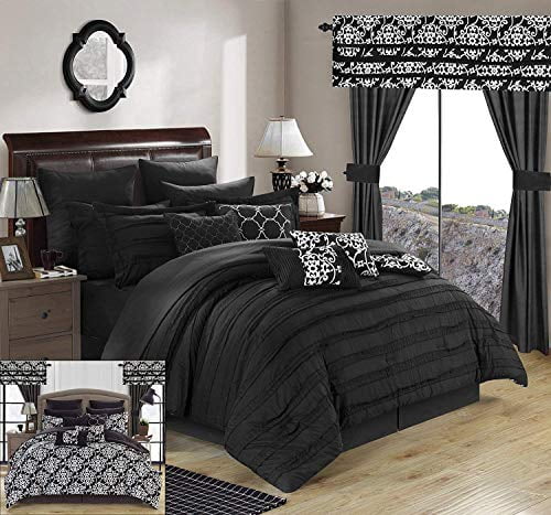 Chic Home Hailee 24 Piece Reversible Comforter Set Black Queen