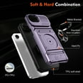 thumbnail image 6 of Armor Case for iPhone 16e with Hidden Credit Card Slot [360° Rotatable Ring Holder Stand Magnetic Kickstand][Support Car Mount]Shockproof Phone Case For iPhone 16e,Violet, 6 of 7