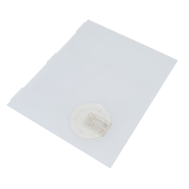 Clear Screen Door Slide Panel, 239061 Easy Installation Seamless Operating Replacement RV Screen Door Slider Panel with Push Down Knob Opener for Motorhome. Made of durable plastic, measuring approximately 30.48x24.76cm (12x9.75in). Features a transparent push-down knob for easy operation. Designed to restore and enhance RV screen doors, suitable for RVs with compatible dimensions. The panel is shown in a clean, white finish with a centered knob detail.