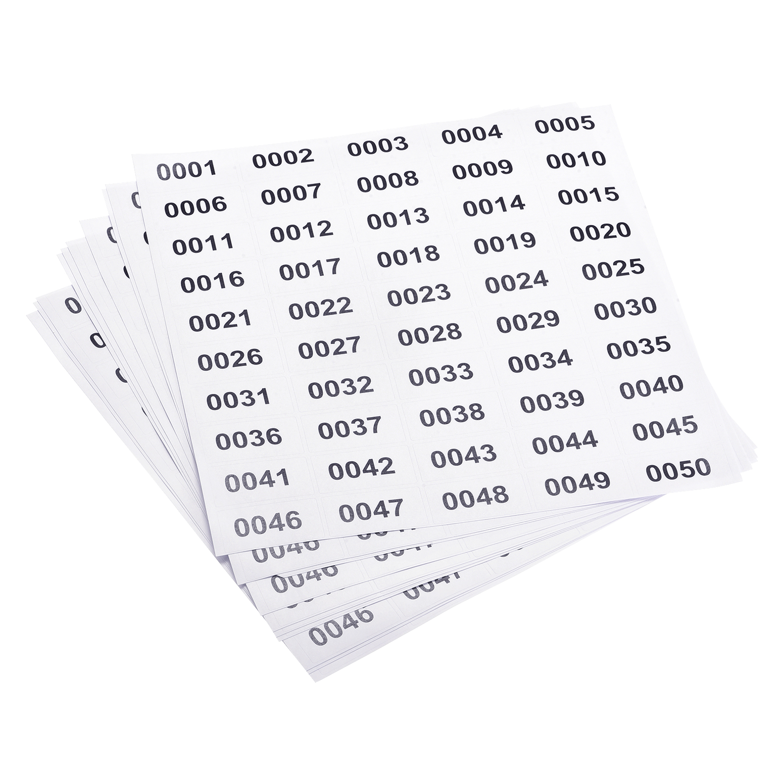 0001 to 0050 Consecutive Number Stickers Inventory Label Sheets for Numbering Classification