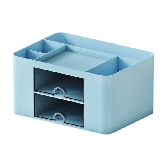 YIMWNYI Desk Organizer with 2 Drawers, Multifunctional Pencil Holder, 5 Compartments, Office Storage for Stationery, Desk Accessories, Plastic Organizer for Home and Office, No Assembly Required