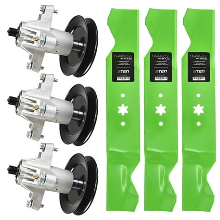 8TEN Spindle Notched High Lift Blade Blade Kit for MTD Cub Cadet 54 inch RZT-L54 MK1002291