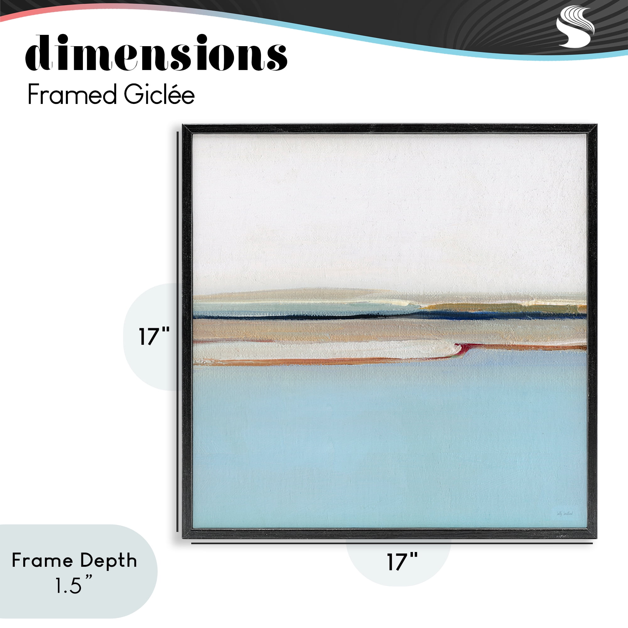 Stupell Industries Serene Minimal Shoreline at Dawn Black Framed Giclee Art, design by Sally Swatland