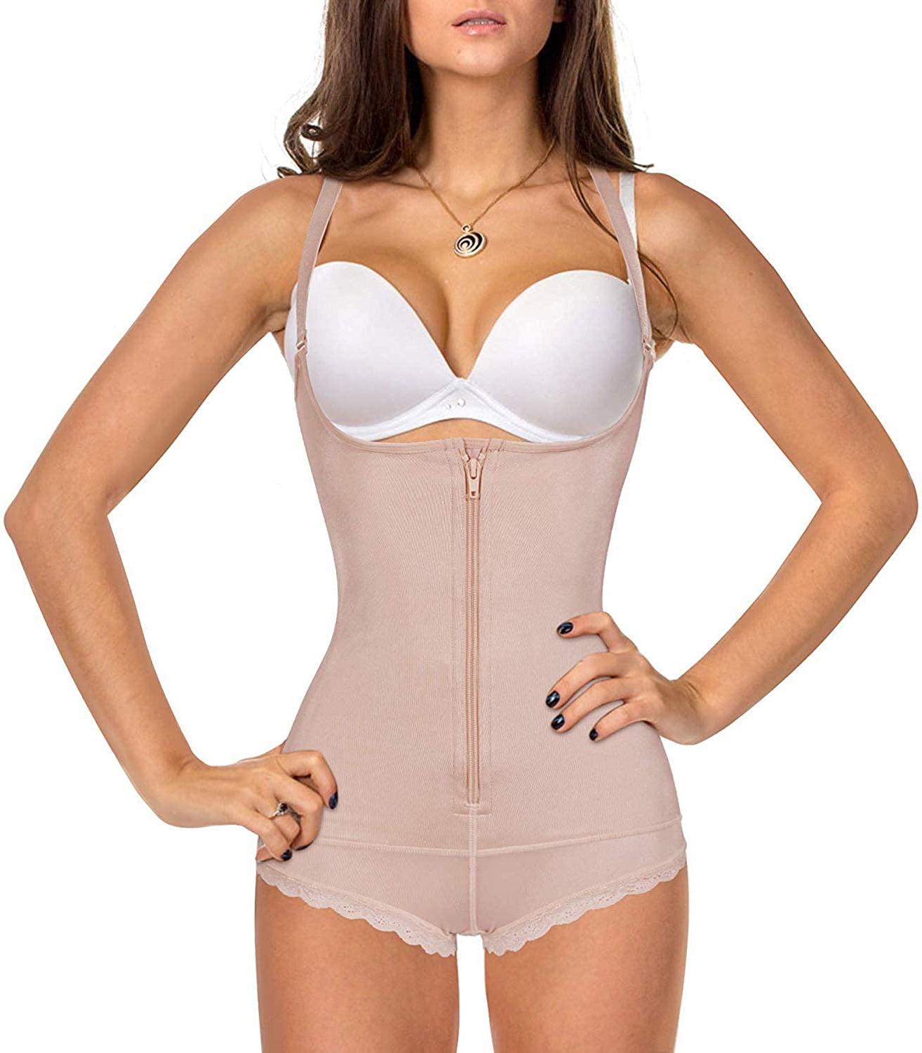Irisnaya Waist Trainer Latex Bodysuit for Women Tummy Firm Control