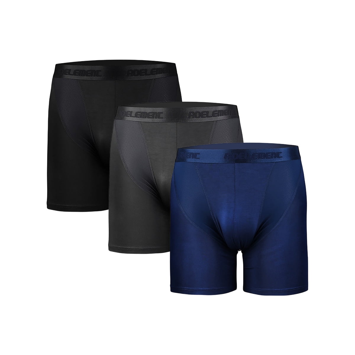 3 Pack Men's Ice Silk Underwear Breathable Soft Ultra-Thin Mesh Boxer Briefs