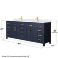 thumbnail image 5 of Wyndham Collection Beckett 84" Wood Double Bathroom Vanity in Blue/Gold, 5 of 6