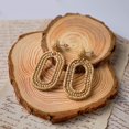 thumbnail image 3 of Aros SELFWIMG de Rafia Ovalados Boho Colgantes Marrones, 3 of 7