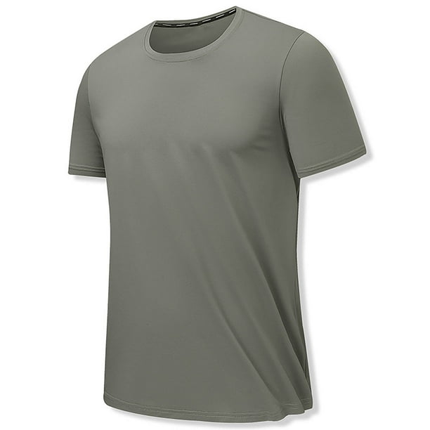Playeras Elvqul de Hombre sin Estampado Verde Manga Corta Cuello Redondo Casuales