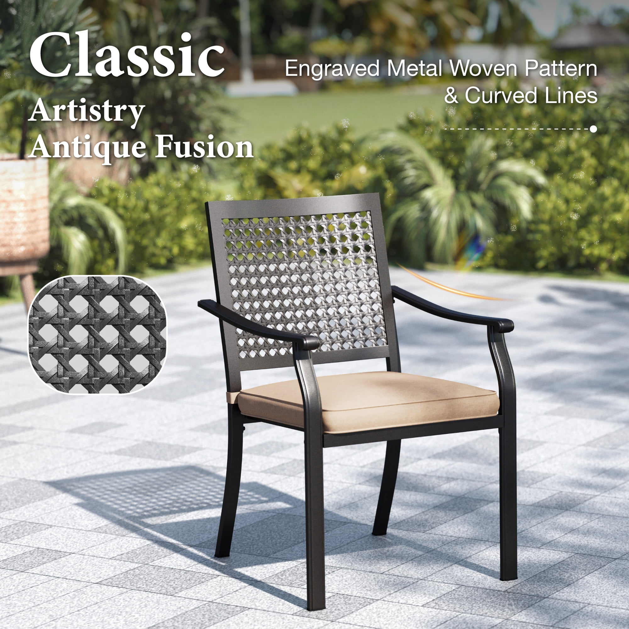 Summit Living 2-Piece Outdoor Patio Dining Chairs, XL Metal