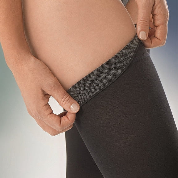 Jobst UltraSheer 15-20 Closed Toe Thigh High Compression Stockings w/Sensitive Band Black Small Petite