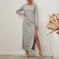 thumbnail image 2 of LYXSSBYX Fall Dresses for Women Long Sleeve Hot Sale Clearance Women Fashion Solid Color Long Sleeve Split Buttons Casual Long Dress, 2 of 9