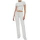 thumbnail image 1 of Conjunto de 2 piezas para mujer: top corto de manga corta y pantalones rectos, estilo deportivo informal, tallas reales para primavera/verano, 1 of 6