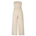 thumbnail image 6 of ZAZYULZ Resort Wear for Women Elegant And Casual Women's Strapless Sleeveless Wide Leg Jumpsuit With Tie Belt(Beige,S), 6 of 6