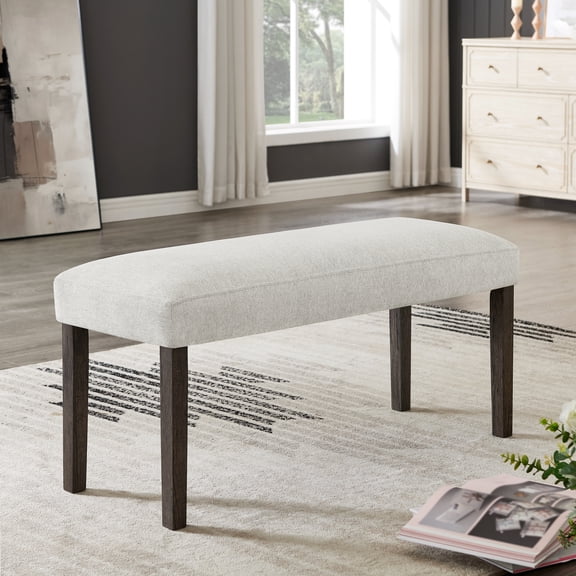 Roundhill Furniture Sorlen Contemporary Upholstered Dining Bench, Gray