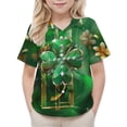 thumbnail image 4 of LEKWK Boys St. Patrick's Day Shirt 3D Metallic Shamrock Graphic Short Sleeve Button Down Top Novelty Irish Party Wear, 4 of 9