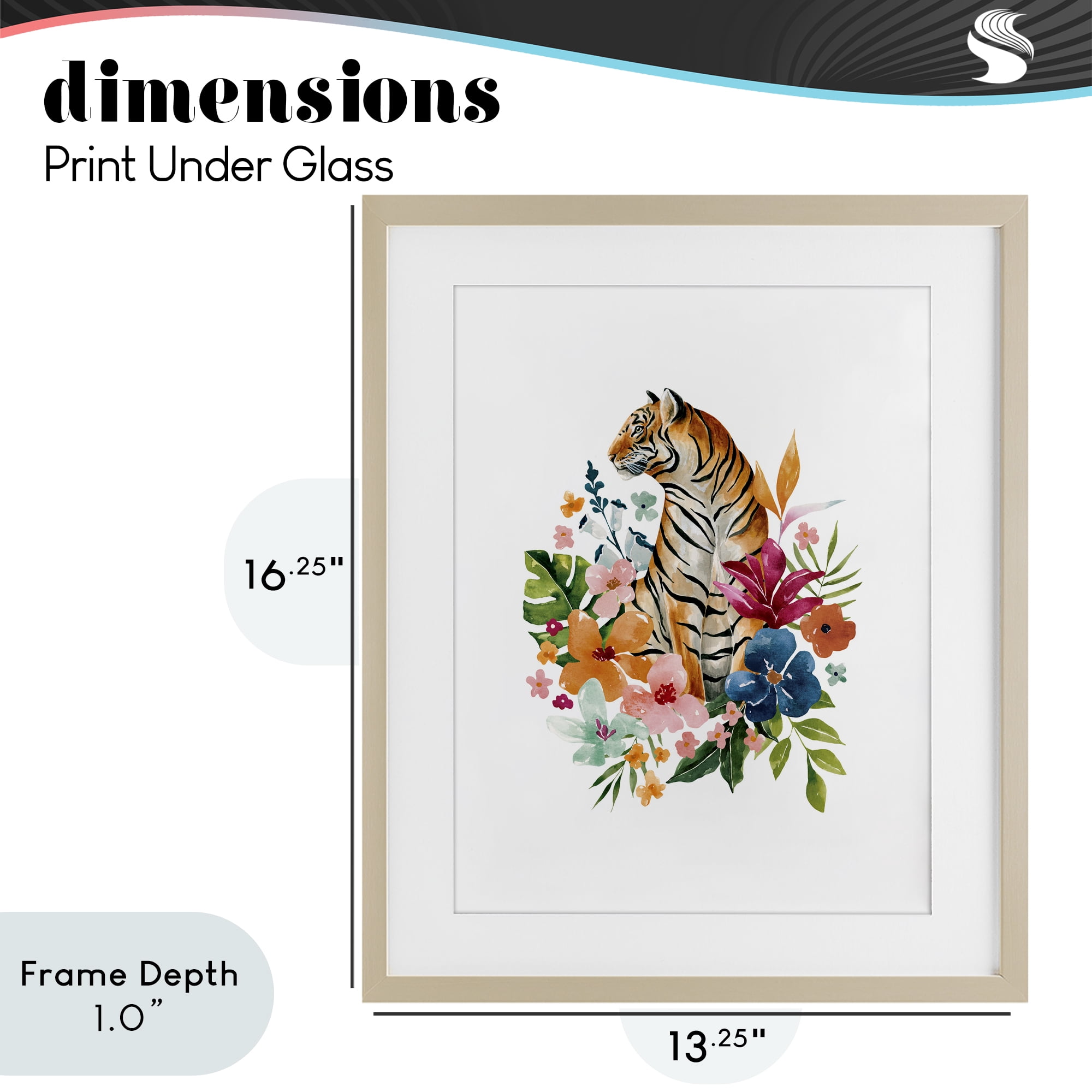 Stupell Industries Tropical Jungle Tiger Birch Framed Print Under Glass, design by Bethany Sandoval