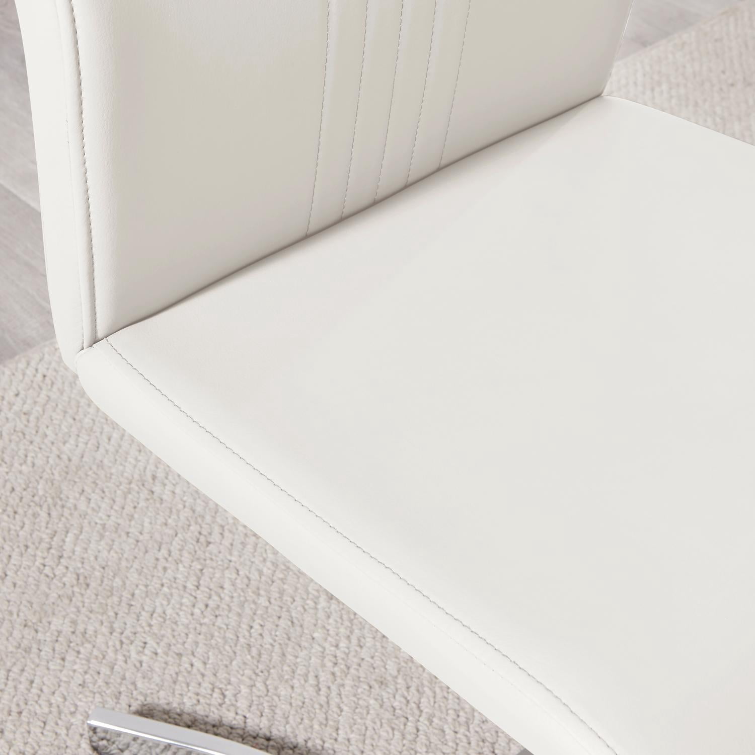 Furniturebox UK Willow Modern Adult Faux Leather Dining Side Chairs, Off-White (Set of 2)