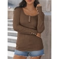thumbnail image 2 of Womens Long Sleeve Shirts Casual Fall Fashion Clothes Tops Basic Ribbed Knit T Shirts, 2 of 6