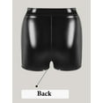 thumbnail image 3 of Aivtalk Women's PU Leather Booty Shorts Shiny Metallic Hot Pants High Waisted Bottoms Straight Leg Boyshort Panties Casual Streetwear Black M, 3 of 7