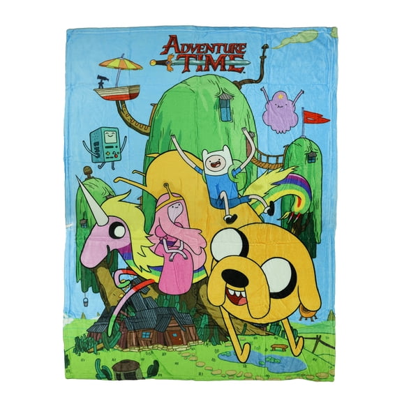 Adventure Time Blanket Character Group Design Silk Touch Lightweight Plush Throw 46" X 60"