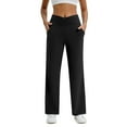 thumbnail image 2 of HXWCHs Women's Flared Yoga Pants Wide Straight Leg Sports Trousers with Pockets Black M, 2 of 7