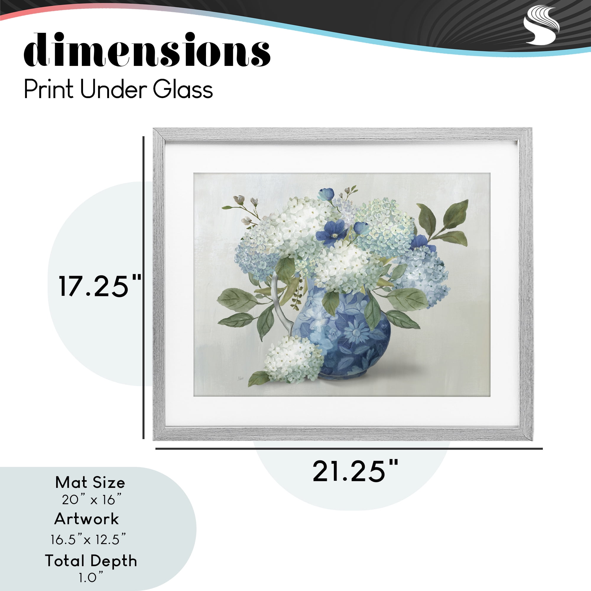 Stupell Industries Ornate Vase with Hydrangeas Gray Framed Print Under Glass, design by Nan