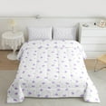 thumbnail image 2 of jejeloiu Kawaii Bow Knot Full Size Comforter Sets,Cartoon Bowtie Bow Bedding Comforter Set,Purple White Loves Bedding Sets For Children,Breathable Home Decor,3pcs, 2 of 8
