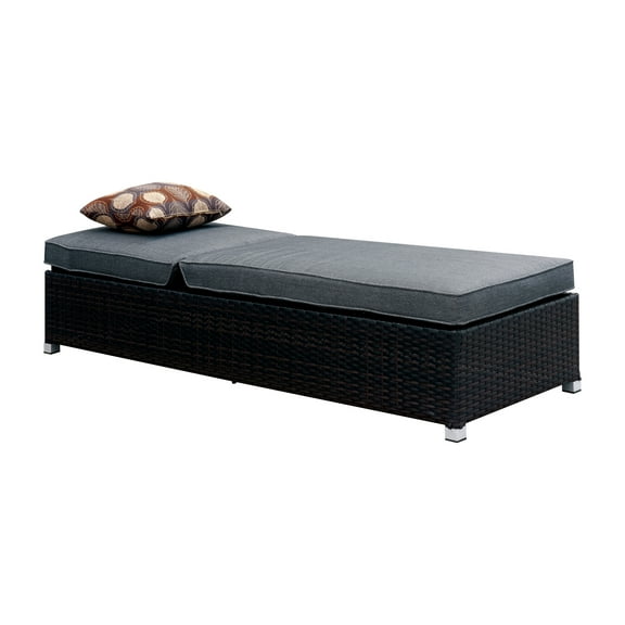 Furniture of America Holden Contemporary Adjustable Wicker Lounger, Gray and Espresso