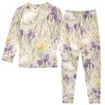 thumbnail image 2 of FORMRS Long Sleeve Top and Pants Pajama Set for Niños 2-Piece Sleepwear, Sizes 18M-8Y, Purple Floral Rabbit, 2 of 6