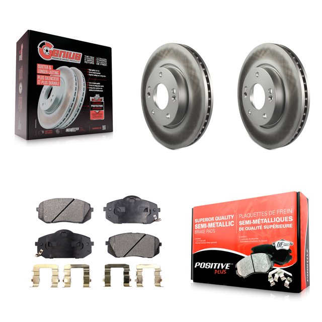 Transit Auto Front Coated Disc Brake Rotors and Semi-Metallic Pads Kit for Car 2010-2012 Kia Rondo KGF-100259