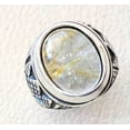 thumbnail image 5 of Golden Rutile Mans Ring, Natural Golden Rutilated Quartz, Quartz Silver Jewelry, 925 Silver Ring, Gift, Heavy Mens Ring, Arabic Design, Ottoman Style Ring, Christmas, Turkey Mens Signet Ring, 5 of 6