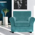 thumbnail image 2 of Couch Cover Velvet Plush Sofa Slipcover (Chair, Peacock Blue), 2 of 7