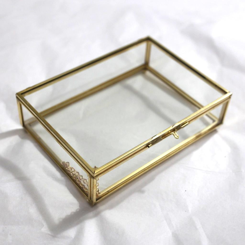 Geometric Glass Jewelry Box Table Succulent Plants Box 16.5 x 12 x 4cm 