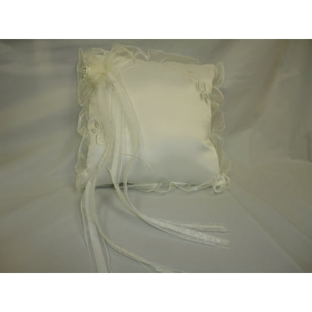 Charmed Wedding Ceremony Ivory Wedding Ring Bearer Pillow with Embroidery Flower