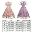 thumbnail image 4 of IBTOM CASTLE Women Vintage Dress 1950s Sleeveless Mesh Patchwork Cocktail Swing Dress Floral Embroidery Flare A-Line Dress Wedding Guest Evening Prom Gown XL Navy Blue Ruffle, 4 of 8