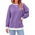thumbnail image 4 of Fantaslook Color Block Sweatshirts for Women Crewneck Long Sleeve Oversized Pullover Tops Casual Fall Outfits, 4 of 9