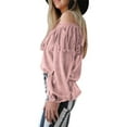 thumbnail image 3 of DYMADE Women Plus Size Sexy Tassel Hanging Neck Off Shoulder Casual Top, 3 of 6