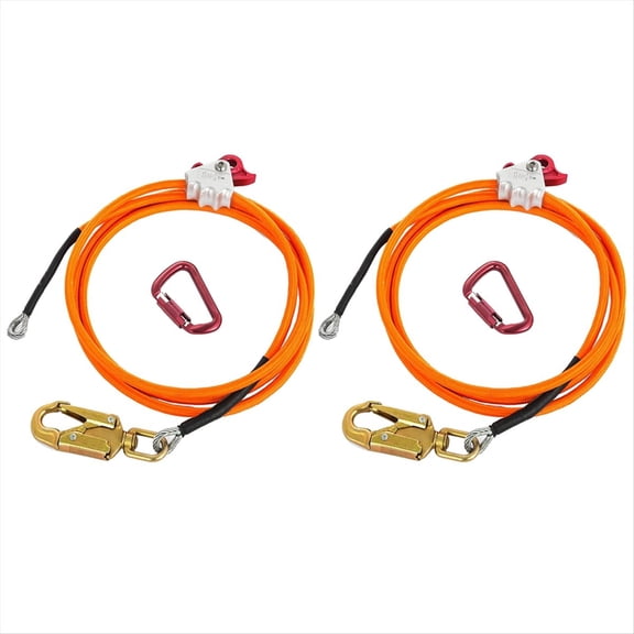 2X Steel Wire Core Flip Line Kit Adjustable Climbing Positioning Rope for Arborists Climbers Tree Climbers Outdoors,2 * Steel Core Lanyard 2 * Fixed Pin Rope Grab 2 * Triple Lock Carabiner,Orange