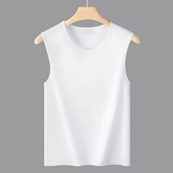 DPTALR George Men's Cotton Camis Solid Color Slim Sleeveless T-Shirt Solid Color White Big and Tall Men XL
