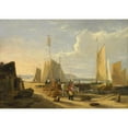 thumbnail image 2 of George Vincent 18x14 Black Ornate Wood Framed Double Matted Museum Art Print Titled - A Harbor Scene in the Isle of Wight, Looking Towards the Needles, 2 of 5