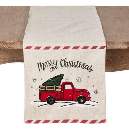UPC 789323339966 product image for Saro Lifestyle Christmas Table Runner With Red Truck And Merry Christmas Design | upcitemdb.com