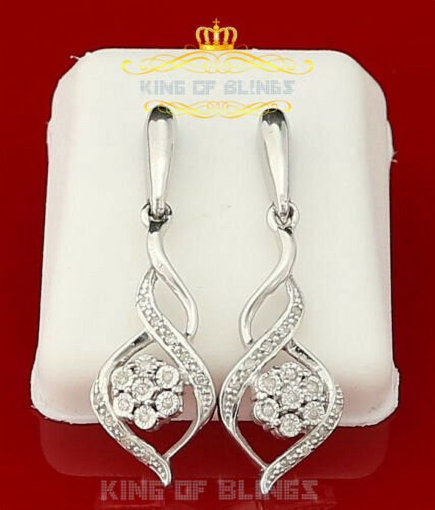 King of Bling's 925 Sterling Silver 0.15ct Diamonds Hip Hop For Women's White Stud Earrings