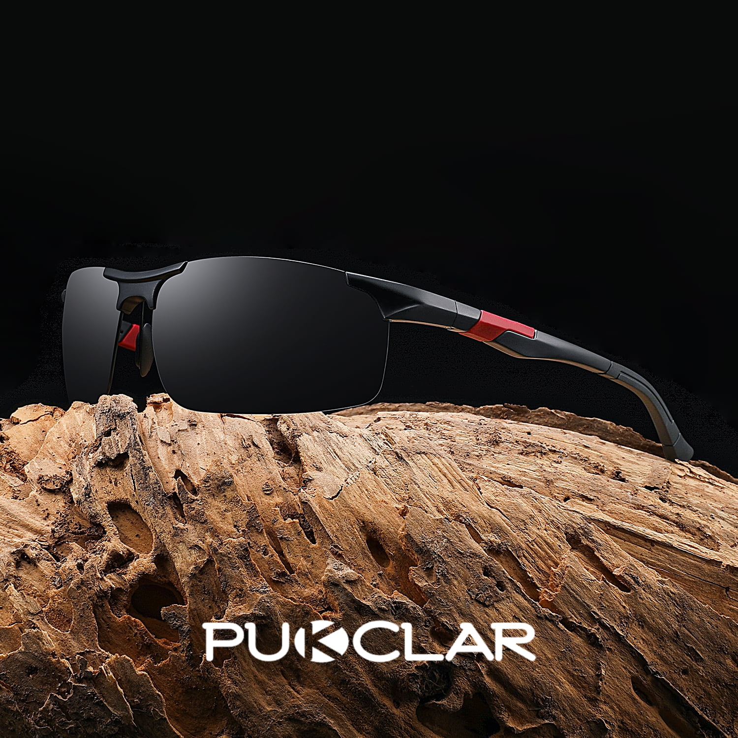 PUKCLAR Mens Driving Sunglasses Polarized Sports Sunglasses Al-Mg Metal Frame Cycling Fishing Golf Goggles