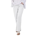 thumbnail image 6 of Women'S Cotton Linen Drawstring High Waisted Pants Casual Loose Fit Wide Leg Trousers White XL, 6 of 8