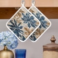 thumbnail image 2 of Navy Blue Brown Pot Holders for Kitchen Heatproof Potholder, 5 Pack Tropical Botanical Palm Leaves Vintage Hot Pads Multipurpose Oven Pads Cloth Potholders Trivet for Cooking Baking, 2 of 8