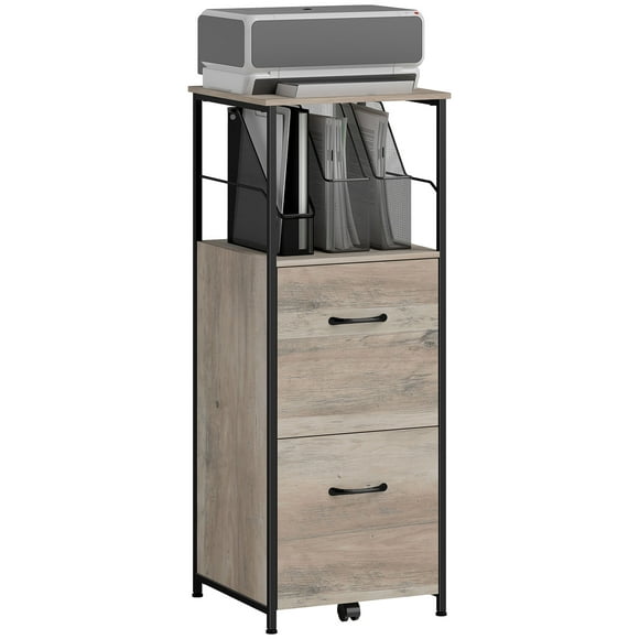 Vinsetto Filing Cabinet with Hanging Bars for Letter A4 Distressed Grey