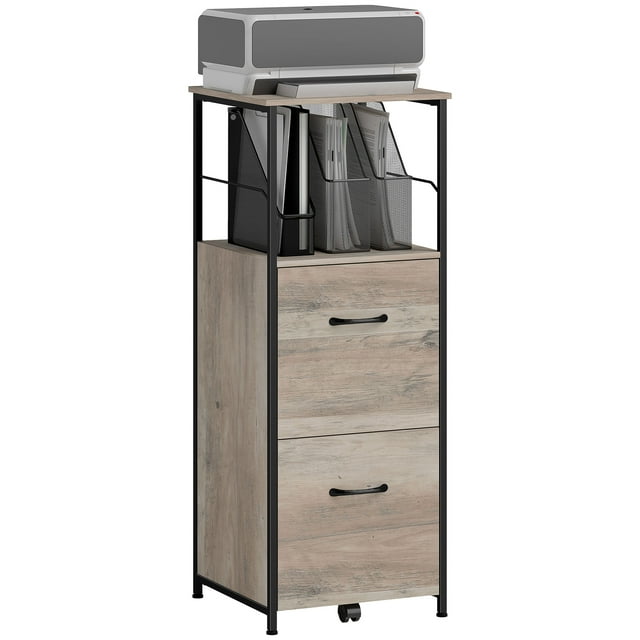 Vinsetto Filing Cabinet with Hanging Bars for Letter A4 Distressed Grey
