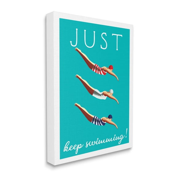 Stupell Industries Trio of Female Divers Just Keep Swimming Phrase, 24 x 30, Designed by Elizabeth Tyndall