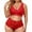 Red, variant on Betiyuaoe Pajamas Underwear for Women Plus Size V Neck High Waist Floral Lace Criss Cross Bra And Panty 2 Piece No Underwire Underwear Sets