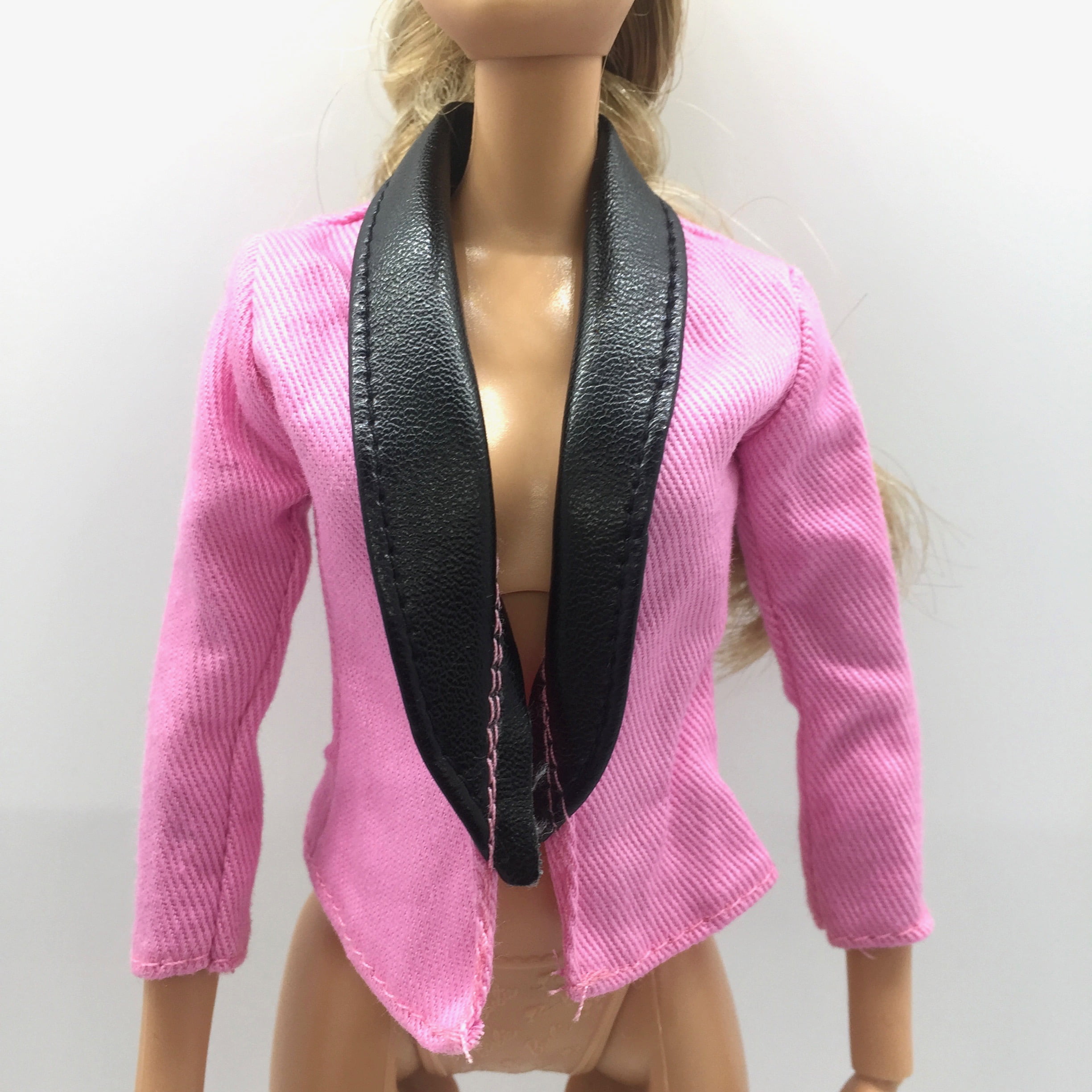 Barbie Fashion Faux Pink & Black Jean Jacket Doll Clothing Clothes - Walmart.com - Walmart.com